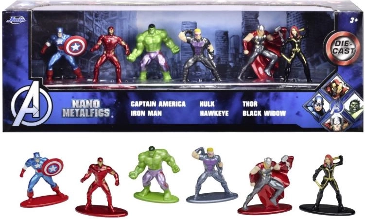 metalowe kolekcjonerskie nano figurki MARVEL AVENGERS, zestaw 6 szt. (4 cm)