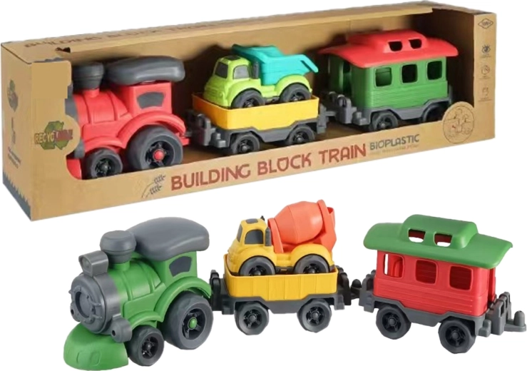 Bioplastowy pociąg z wagonami i betoniarką 47 cm