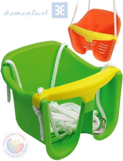 Chemoplast wisząca huśtawka dziecięca typu „skorupa” z barierką (plastik) – 1 sztuka
