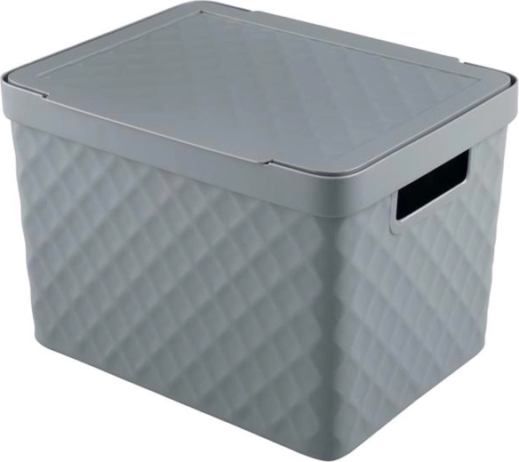 Plastowy kosz do przechowywania z pokrywą HEIDRUN 17,5 l