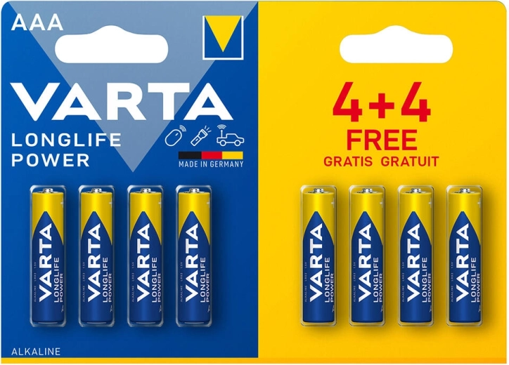 Baterie alkaliczne AAA LR03 1,5 V Longlife Power VARTA (8 szt.)