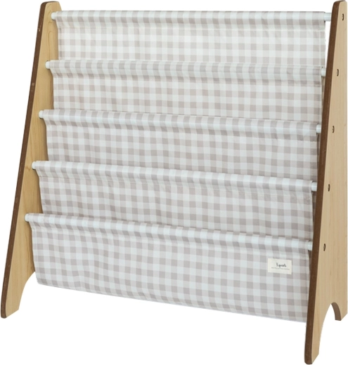 3 Sprouts stojak na książki z materiału z recyklingu Gingham/Beige