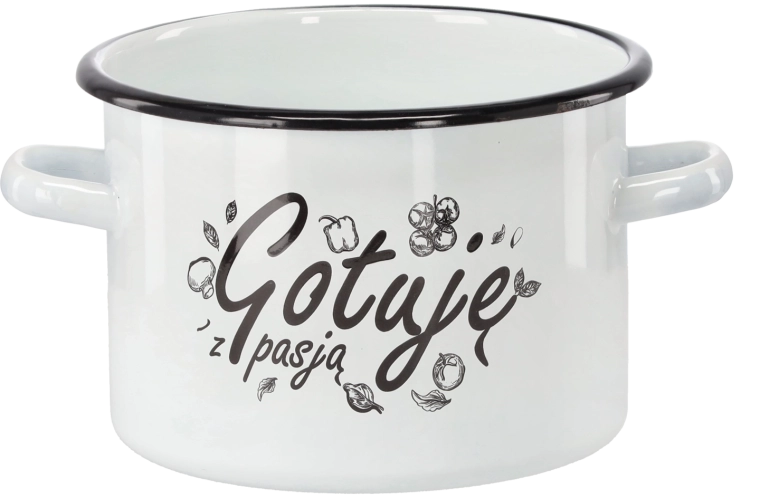 Emaliowany garnek 3 l 18 cm biały Gotuję z pasją
