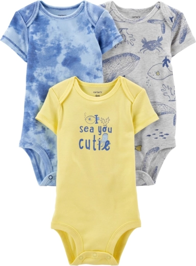 Chłopięce body Carter’s z krótkim rękawem Blue Ocean - 3 szt. – 3 m