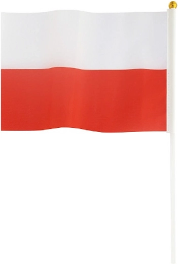 Polska flaga na patyczku 14 × 21 cm - 1 sztuka