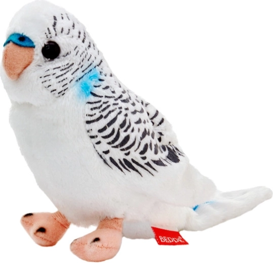 Biała pluszowa papużka falista 13 cm