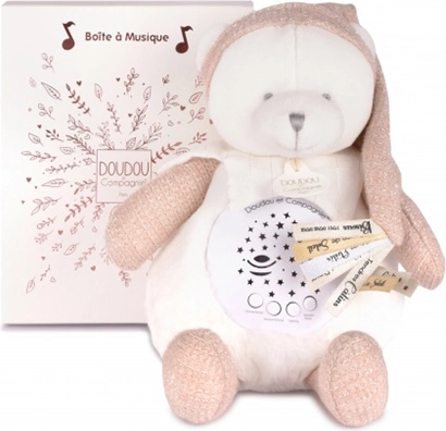 Doudou et Compagnie muzyczna lampka nocna z projekcją gwiazd – różowy miś