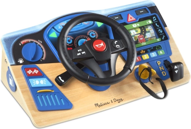 Drewniana interaktywna deska rozdzielcza z kierownicą MELISSA & DOUG VROOM AND ZOOM