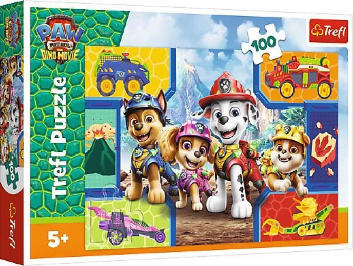 Puzzle Psi Patrol (Paw Patrol) Dino Film: Szczeniaki i dinozaury 100 elementów