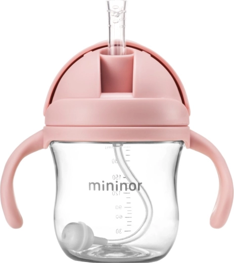 Mininor butelka ze słomką tritan rose 330 ml