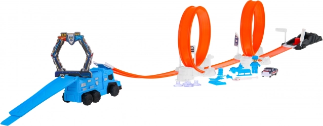 Policyjny tor wyścigowy z dwiema pętlami i wyrzutnią, auto zmieniające kolor (62 elementy)