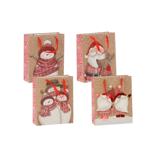 Torebka prezentowa Świąteczne postacie 18 × 24 × 8 cm (12 szt.)