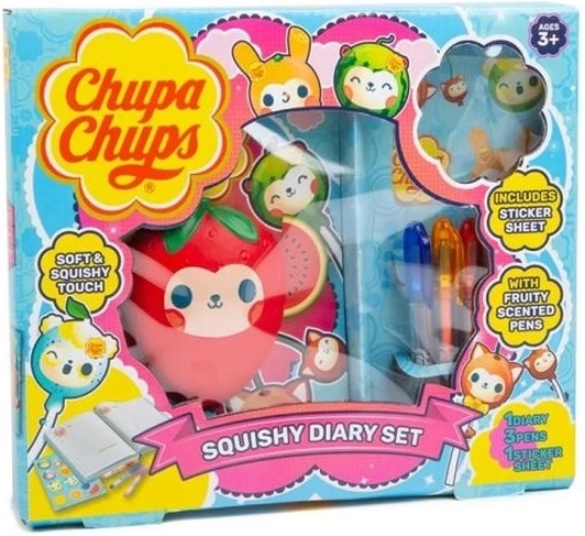 Chupa Chups szkolny zestaw Squishy – pamiętnik, długopisy żelowe i naklejki