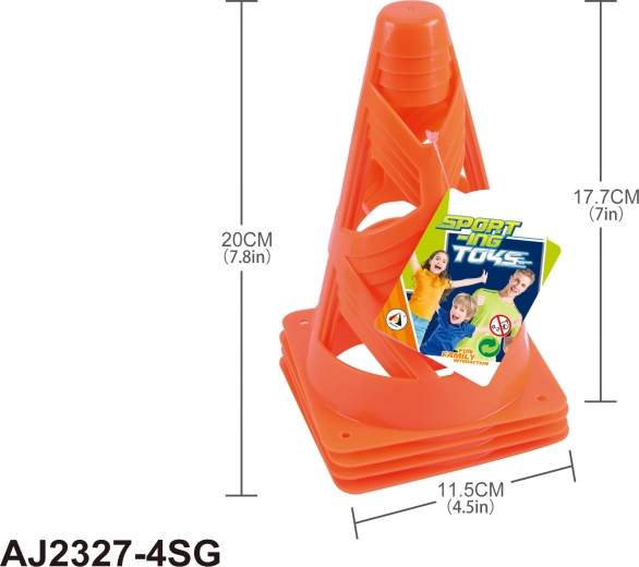 Stożki treningowe 18 cm – zestaw 4 szt.