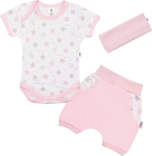 3‑częściowy letni bawełniany zestaw dla niemowlęcia New Baby Perfect Summer różowy 92