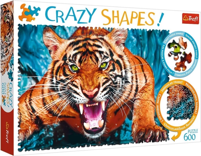 Puzzle Crazy Shapes 600 Elementów Twarzą w Twarz z Tygrysem Trefl