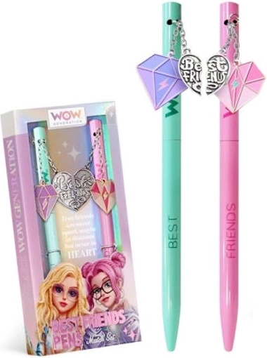 Zestaw dwóch długopisów dla najlepszych przyjaciółek WOW GENERATION z zawieszkami w kształcie serca