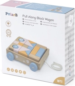 VIGA PolarB drewniany wózek do ciągnięcia z klockami, 21 elementów