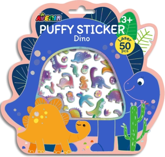 Nadmuchiwane naklejki 3D z dinozaurami, 50 szt.