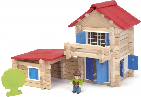 Jeujura Drewniana konstrukcja 140 elementów Domek