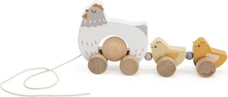 Drewniana kura na sznurku z kurczaczkami Viga PolarB