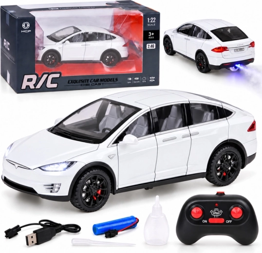 Tesla Model X RC samochód zdalnie sterowany 1:22 z oświetleniem LED i efektem dymu