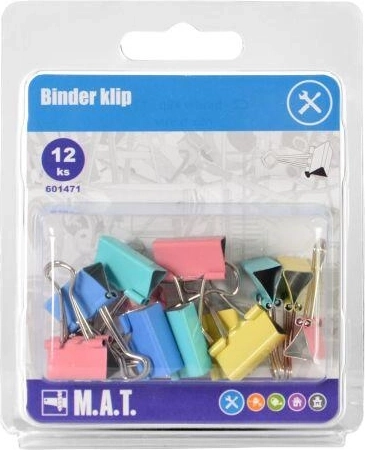 Klipy biurowe Binder – mix kolorów, 12 szt.