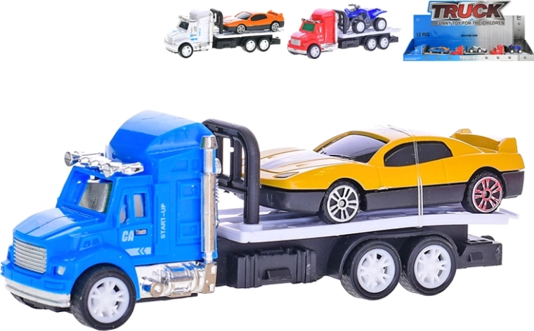 Ciężarówka na napęd sprężynowy z mini pojazdem 12,5 cm