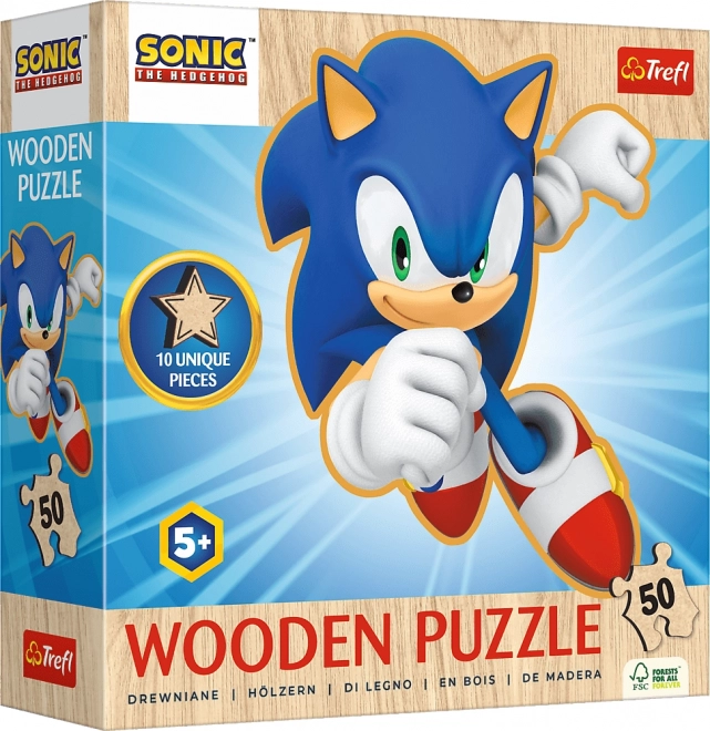 Drewniane puzzle 50 elementów SONIC