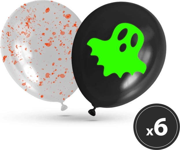 Zestaw fosforescencyjnych balonów halloweenowych, 6 szt.