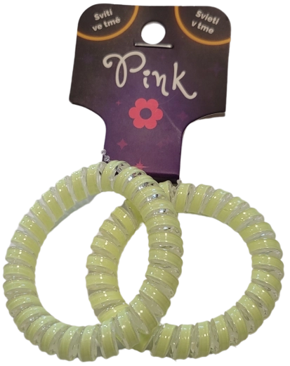 Świecące spiralne gumki do włosów PINK, 2 szt.