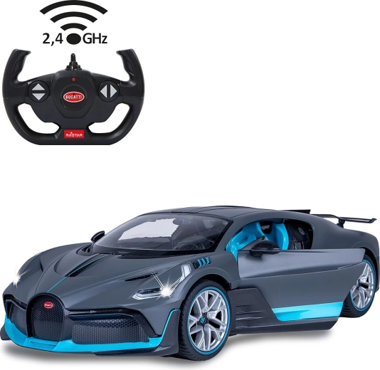 Jamara Bugatti Divo samochód RC 1:14 szary 2,4 GHz z ręcznie otwieranymi drzwiami
