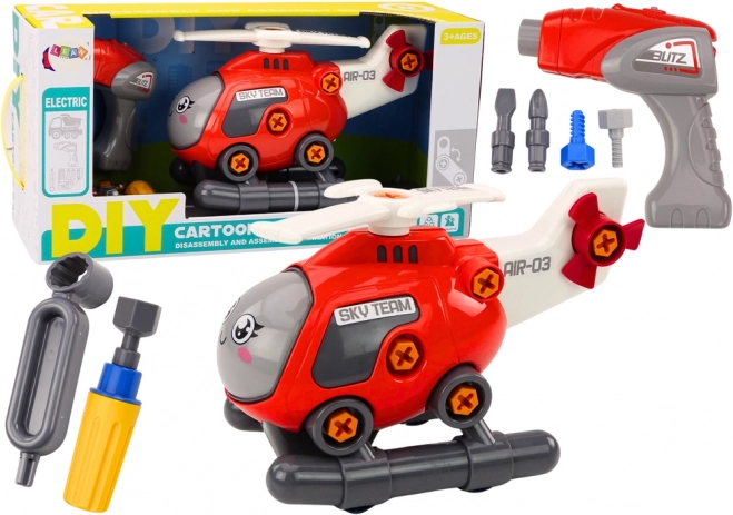 Śrubowany helikopter do montażu dla dzieci – czerwony