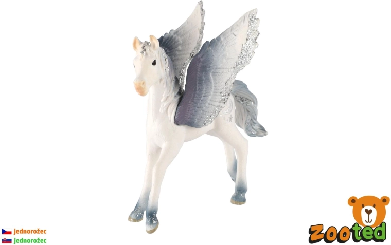 Skrzydlaty jednorożec źrebię biało-szare 11 cm - 1 szt.