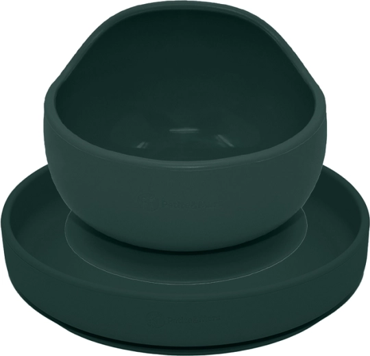 Zestaw silikonowy do karmienia PETITE&MARS TAKE&MATCH, talerz i miska, Misty Green, 6m+