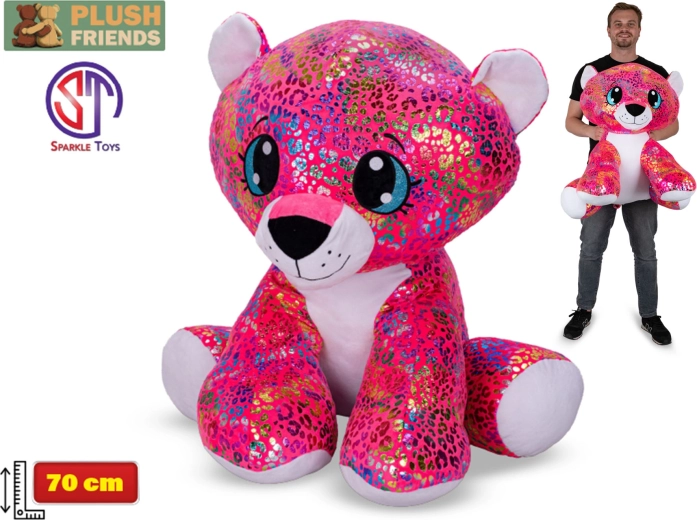 Pluszowy lampart z tęczowym połyskiem 70 cm – Plush Friends Star Sparkle