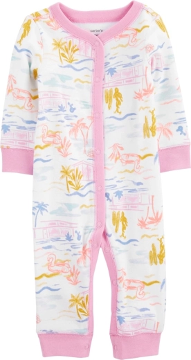 Carter's bawełniany pajacyk bez stópek na napy Sleep&Play Pink Palm dla dziewczynki, rozmiar 56 (NB)