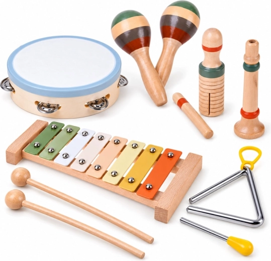 Drewniany zestaw instrumentów muzycznych dla dzieci