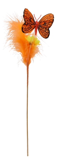 Wielkanocna dekoracja na patyczku motyl z piórkami, mix kolorów, 30 cm