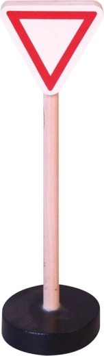 Drewniany znak drogowy Ustąp pierwszeństwa przejazdu BABU