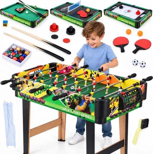 Wielofunkcyjny stół do gier 4 w 1 – piłkarzyki, bilard, tenis stołowy i air hockey