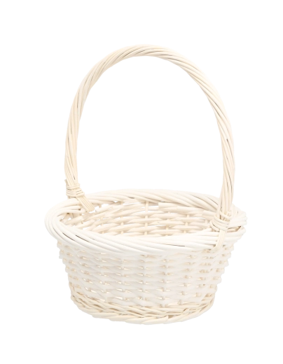 Biały rattanowy koszyk z rączką 25 × 25 × 12/31 cm