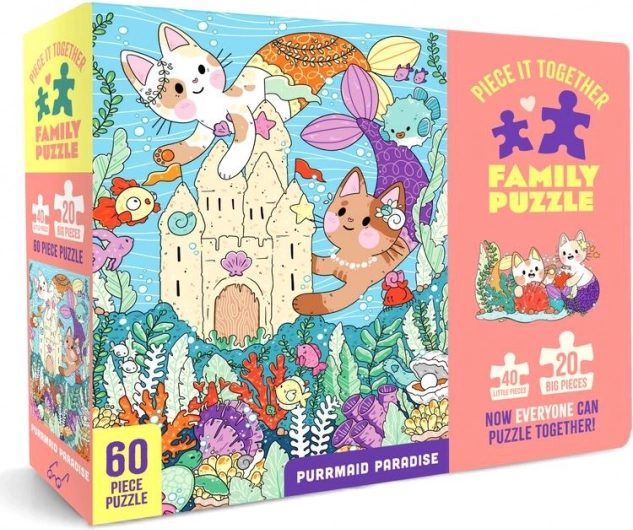 Rodzinne puzzle Purrmaid Paradise 60 elementów – Chronicle Books