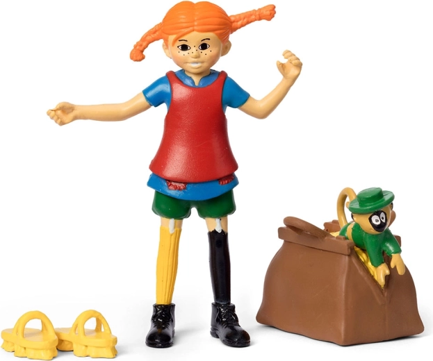 Figurka Pippi Pończoszanki – zestaw do zabawy z małpką i walizeczką