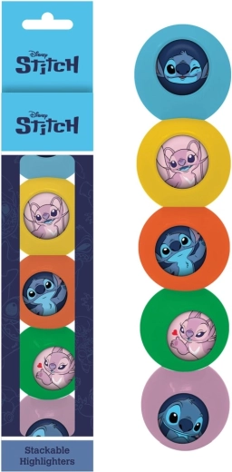 Zakreślacze DISNEY Lilo & Stitch – zestaw 5 sztuk do układania w stos