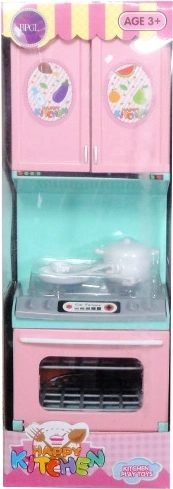 Dziecięca kuchnia z piekarnikiem i akcesoriami, pastelowe kolory