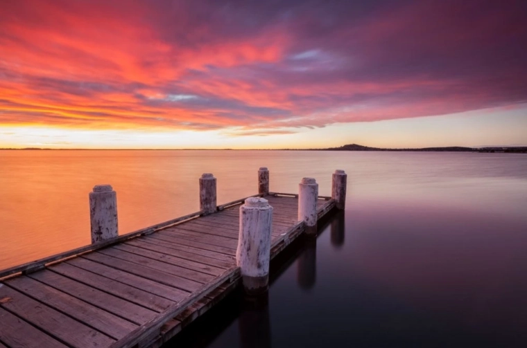 Malowanie diamentowe – molo nad jeziorem Illawarra 30 × 40 cm