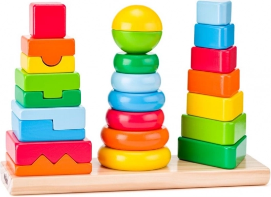 Drewniana geometryczna układanka – 3 wieże