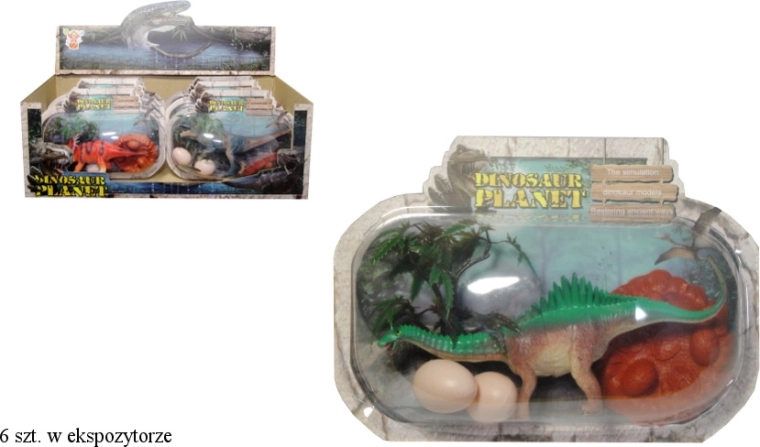 Figurka dinozaura z gniazdem i jajkami