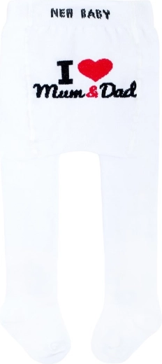 bawełniane rajstopki New Baby białe I Love Mum and Dad (0–3 m)